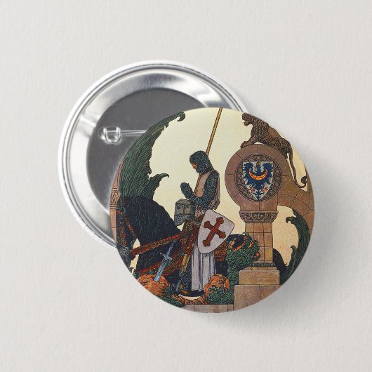St. George und der Drache - Heinrich Lefler Button (Vorne & Hinten)