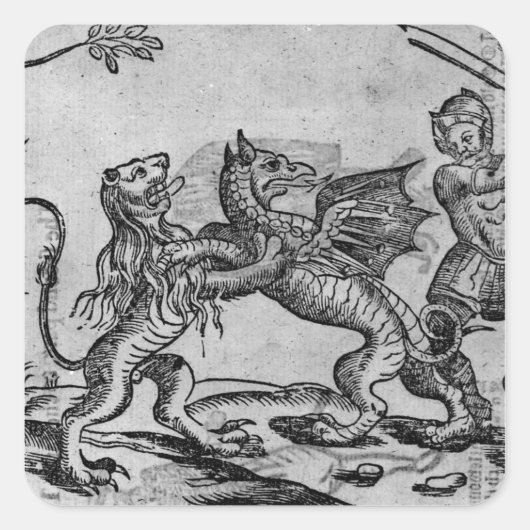 St. George und der Drache Quadratischer Aufkleber (Vorderseite)
