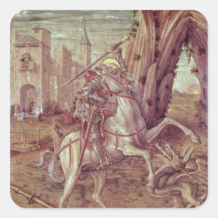 St. George und der Drache Quadratischer Aufkleber