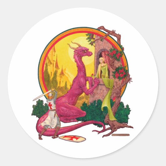 St. George und der Drache Runder Aufkleber (Vorderseite)