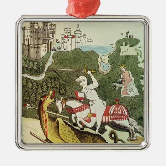 St George und der Drache Silbernes Ornament (Vorne)