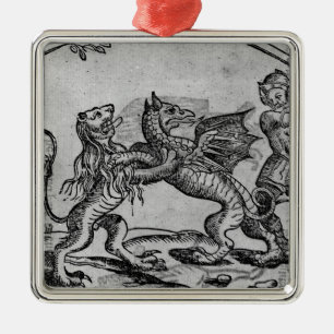 St George und der Drache Silbernes Ornament