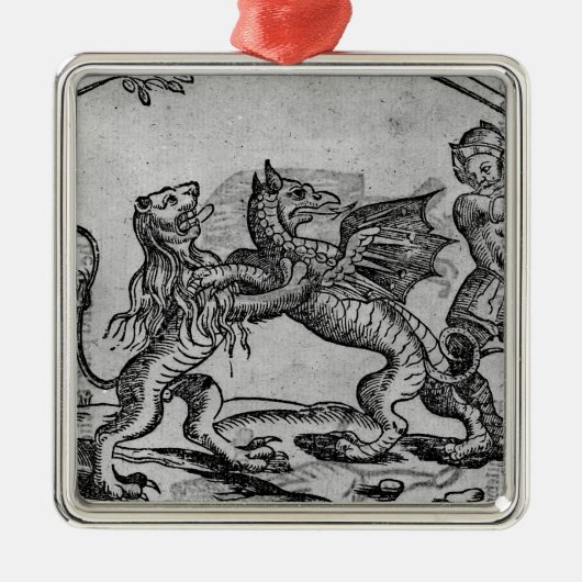 St George und der Drache Silbernes Ornament (Vorne)