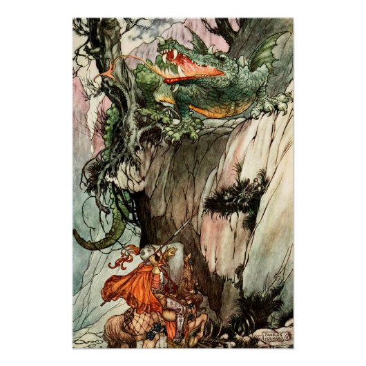 St George und der Drache von Charles Folkard Poster (Vorderseite)