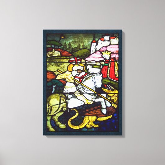 St. George und der Dragon gestresstes Glas Double Leinwanddruck (Vorderseite)