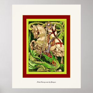 St George und die Drache ~ Vintage Kunst Nouveau Poster
