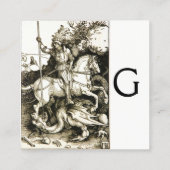 ST. GEORGE UND DRAGON-MONOGRAMM, Schwarz-weiß Quadratische Visitenkarte (Rückseite)