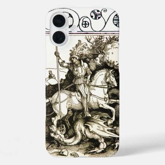 ST. GEORGE UND DRAGON , Schwarz-weiß Case-Mate iPhone Hülle (Rückseite)