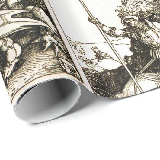 ST. GEORGE UND DRAGON , Schwarz-weiß Geschenkpapier (Rolleneckpunkt)