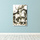 ST. GEORGE UND DRAGON , Schwarz-weiß Leinwanddruck (Insitu (Holzboden))