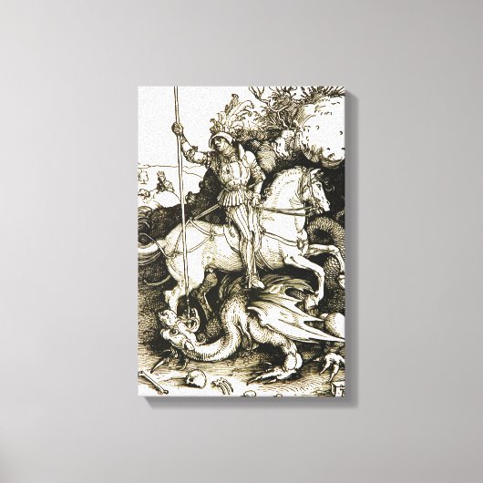 ST. GEORGE UND DRAGON , Schwarz-weiß Leinwanddruck (Vorderseite)