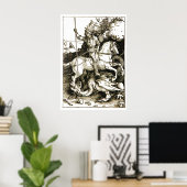 ST. GEORGE UND DRAGON , Schwarz-weiß Poster (Heimbüro)