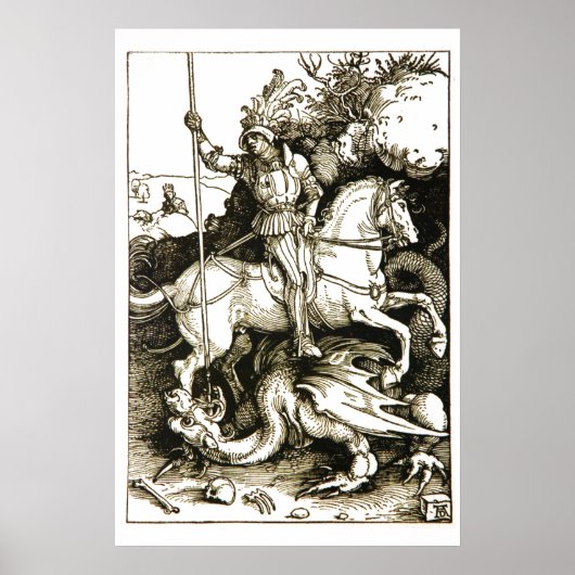 ST. GEORGE UND DRAGON , Schwarz-weiß Poster (Vorne)