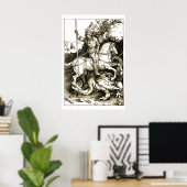 ST. GEORGE UND DRAGON , Schwarz-weiß Poster (Heimbüro)