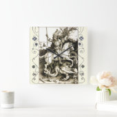 ST. GEORGE UND DRAGON , Schwarz-weiß Quadratische Wanduhr (Zuhause)