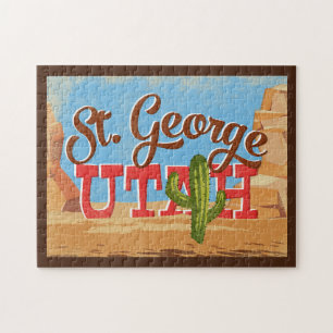 St George Utah Cartoon Desert Vintage Travel Puzzle