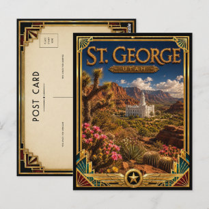 St. George Utah Vintage Art Deco Golden Age Postkarte