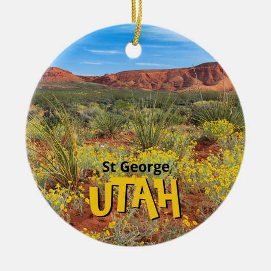 St George Utah Wüste Wildblumen Keramik Ornament (Vorne)