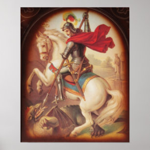 St George, welches die Drachekunstmalerei tötet Poster