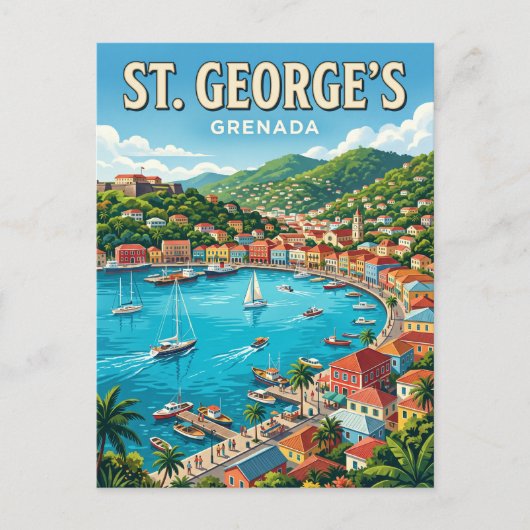 St. George's Hafen Grenada Postkarte (Vorderseite)