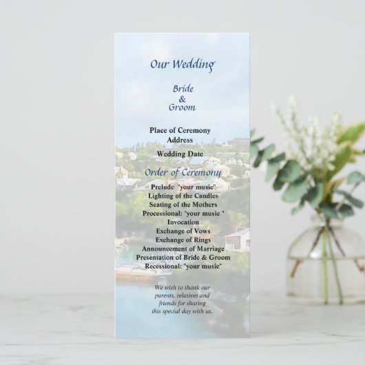 St. George's Harbour, Bermuda Wedding Program Programm (Stehend Vorderseite)