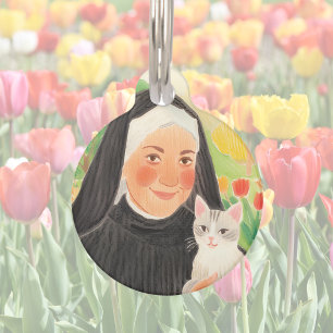 St. Gertrud Schutzpatronin der Katzen Tulpen Bunts Haustiermarke