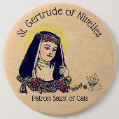 St. Gertrud von Nivelles Schutzpatron der Katzen Button (Vorderseite)