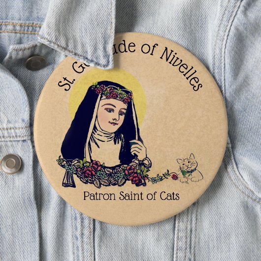 St. Gertrud von Nivelles Schutzpatron der Katzen Button (Beispiel)