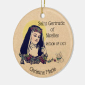 St. Gertrud von Nivelles Schutzpatron der Katzen Keramik Ornament (Links)