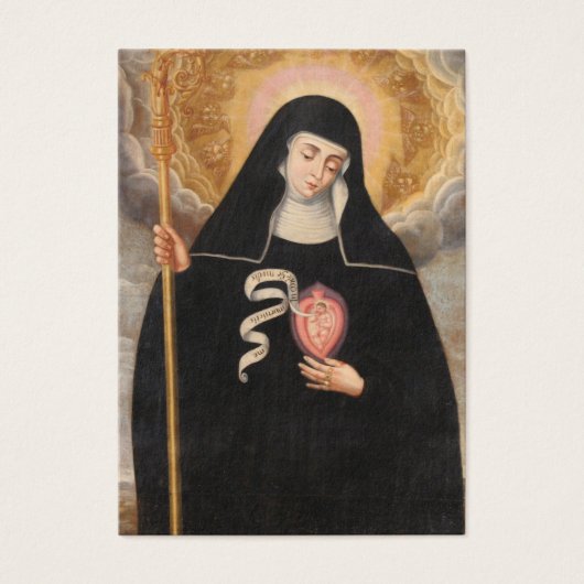 St. Gertrude, die Große Klägerin, Heilige Karte (Vorderseite)
