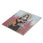 St. Gertrude Patron of Cats Wasserfarbe Keramik Ti Fliese (Seite)