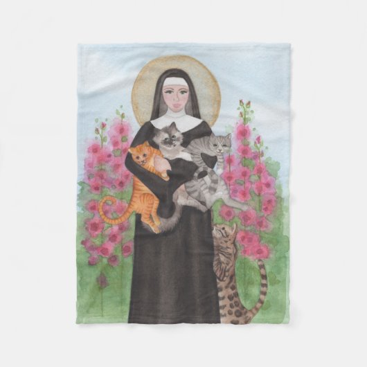 St. Gertrude Schutzheilige der Katzen Fleecedecke (Vorderseite)