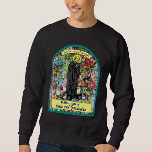 St Gertrude Schutzheilige der Katzen Große Nivelle Sweatshirt (Vorderseite)