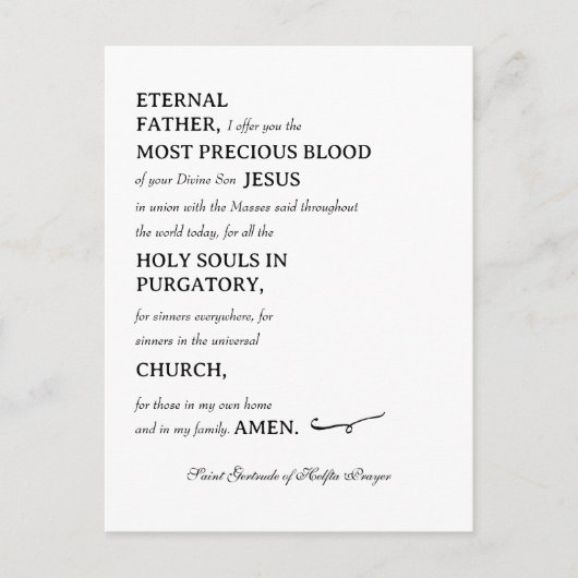 St. Gertrude von Helfta Gebet Postkarte (Vorderseite)