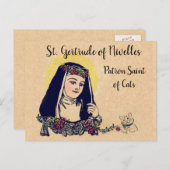 St. Gertrude von Nivelles Schutzheilige der Katzen Postkarte (Vorne/Hinten)