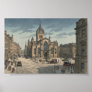 St Giles Kathedrale Japanischer Holzschnitt Poster