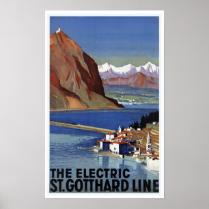 St.Gotthard Linie die Schweiz - Vintage Reise Poster