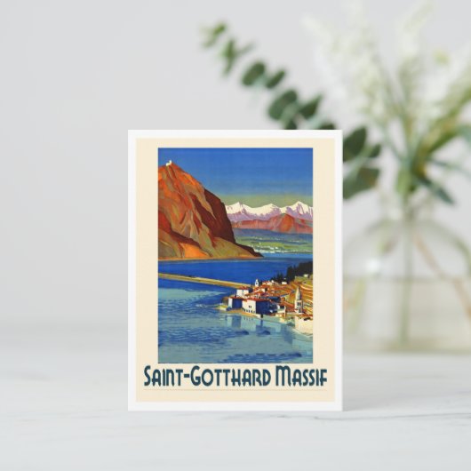 St. Gotthard Massiv, Retro Postkarte (Stehend Vorderseite)