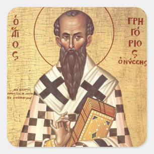 St. Gregor von Nyssa orthodoxe christliche Ikone Quadratischer Aufkleber