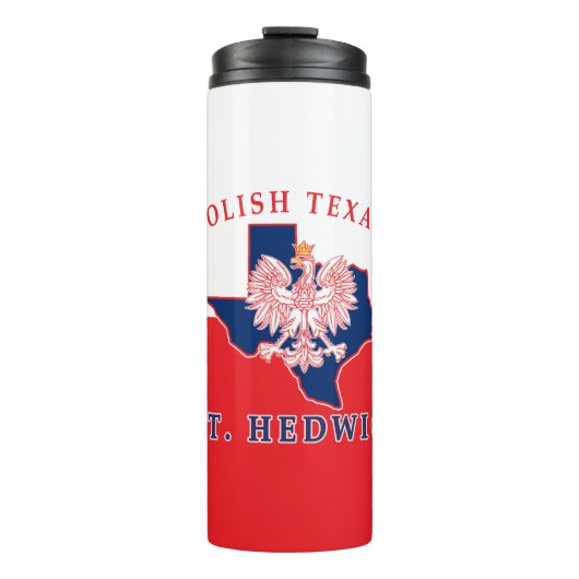 St. Hedwig Polnisch Texan Thermosbecher (Vorderseite)