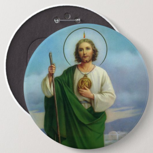 St. Heilig-Jehuda-Apostel-katholisches Grün Button (Vorne & Hinten)