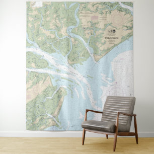 St Helena Sound Nautical Chart 11517 Wandteppich