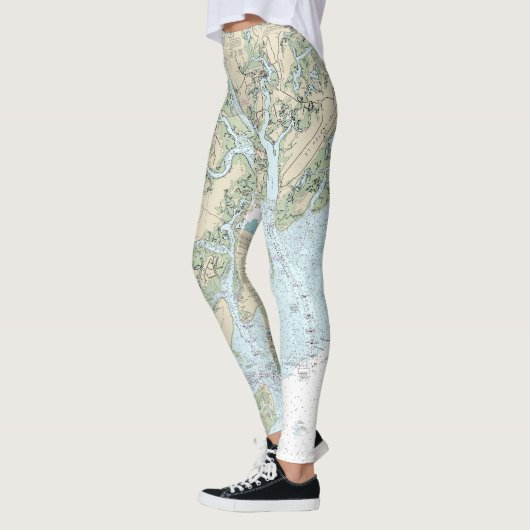 St Helena Sound to Savannah River Seekarte Leggings (Links)