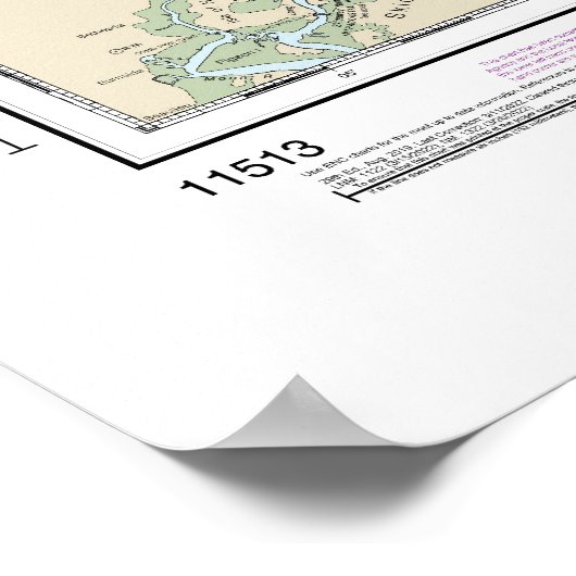 St Helena Sound to Savannah River Seekarte Poster (Ecke)