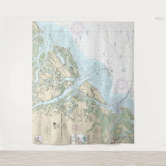 St Helena Sound to Savannah River Seekarte Wandteppich (Vorderseite)