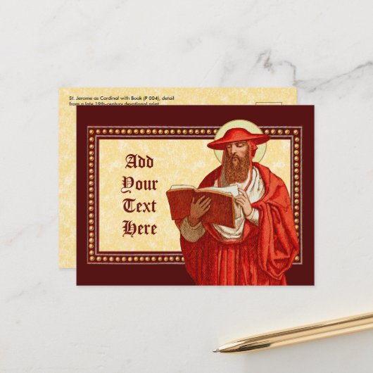 St. Hieronymus als Kardinal mit Buch (P 004) Postkarte (Vorderseite/Rückseite Beispiel)