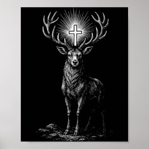 St. Hubert Hubertus Schutzpatron der Jäger Hirsch Poster