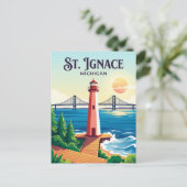St. Ignace USA Postkarte (Stehend Vorderseite)