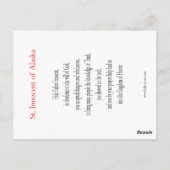 St. Innocent of Alaska Gebetskarte Postkarte (Rückseite)