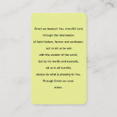 St. Isidore Prayer Card Visitenkarte (Rückseite)